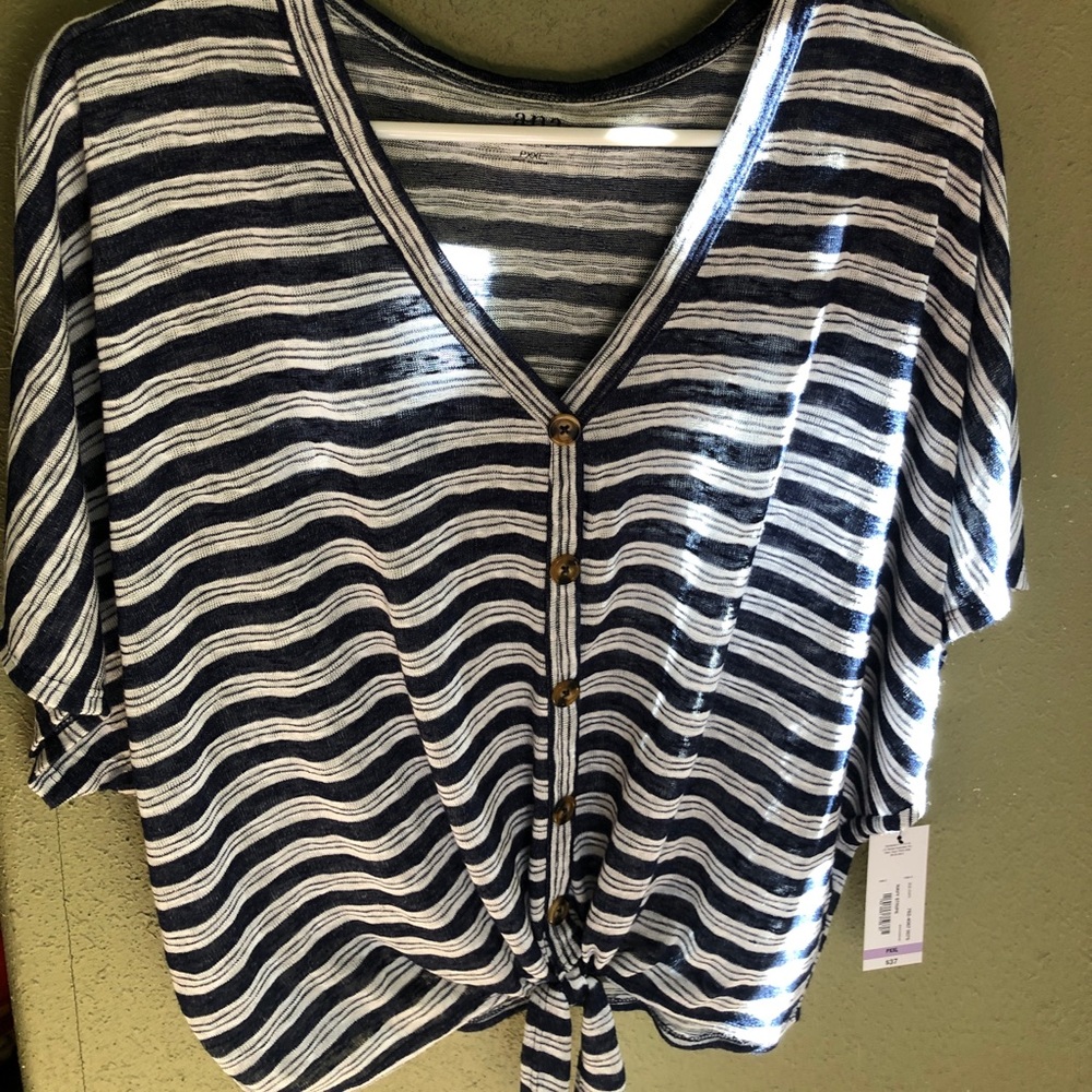 a.n.a navy stripe top, brand new